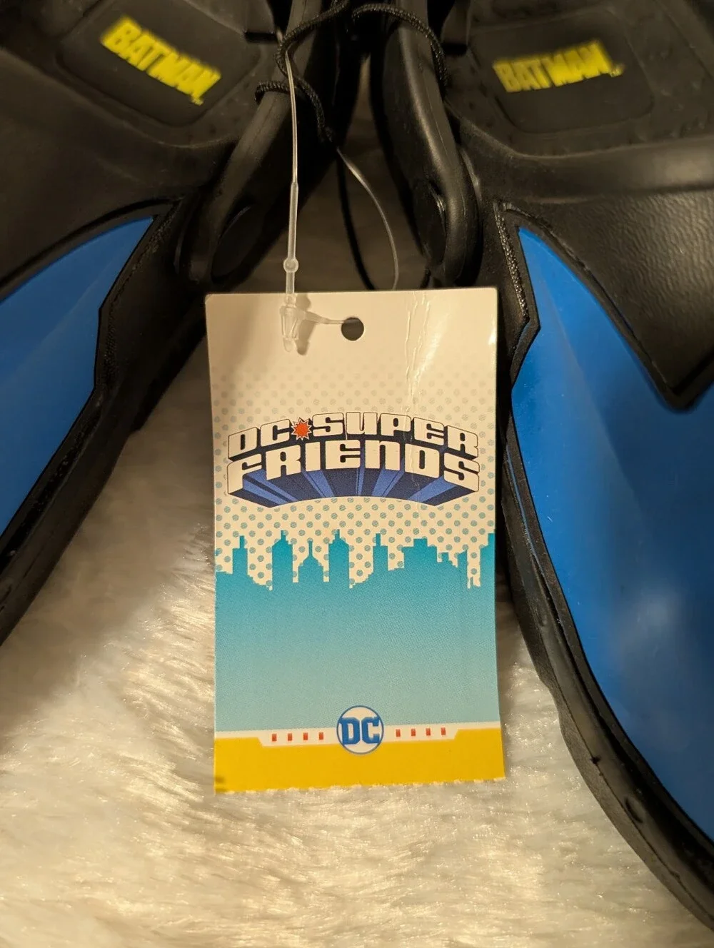 Batman Boys Blue & Black Slip-On Clog Sandals with Character Face (flaws)